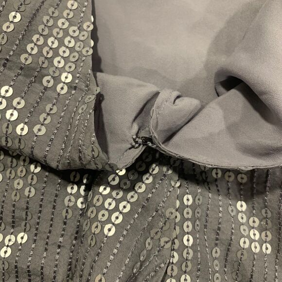 Michael Stars Womens Silver Gray Sleeveless Silk Sequin Gathered Hem Top XS - Picture 8 of 8